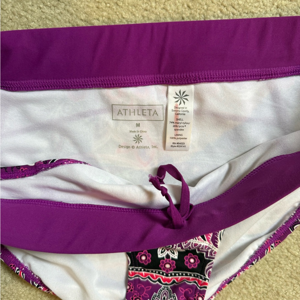 Athleta Women's Purple Paisley Underwire Bathing Suit Two Piece Swim Set Sz M - Picture 3 of 7